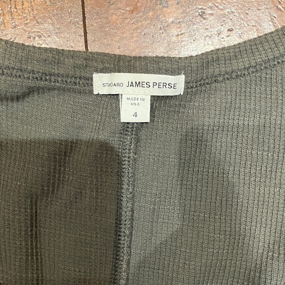 James Perse Olive Ribbed Knit Top - Picture 2 of 2